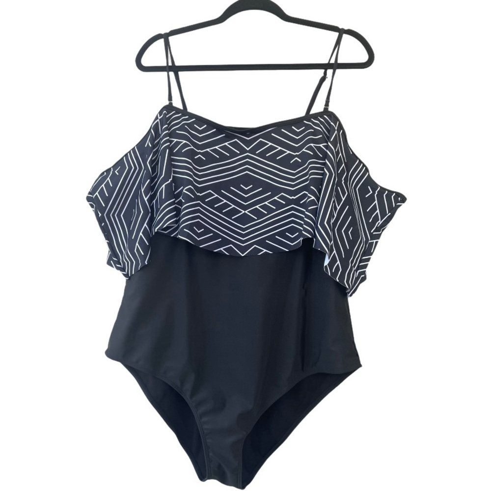 New Plus Size Ruffle Off Shoulder Swimsuit - Picture 6 of 6